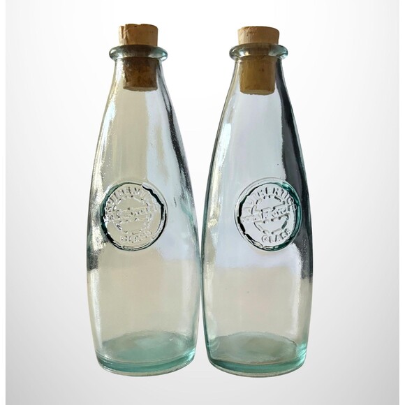 Authentic Vidrios San Miguel 100% Recycled Glass Dispenser Bottles, Cork Closure - Picture 1 of 3